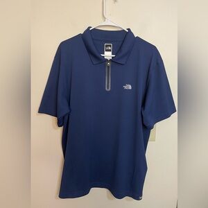 The North Face Men's Polo Shirt Blue Zip Front Short Sleeve VaporWick Size Large